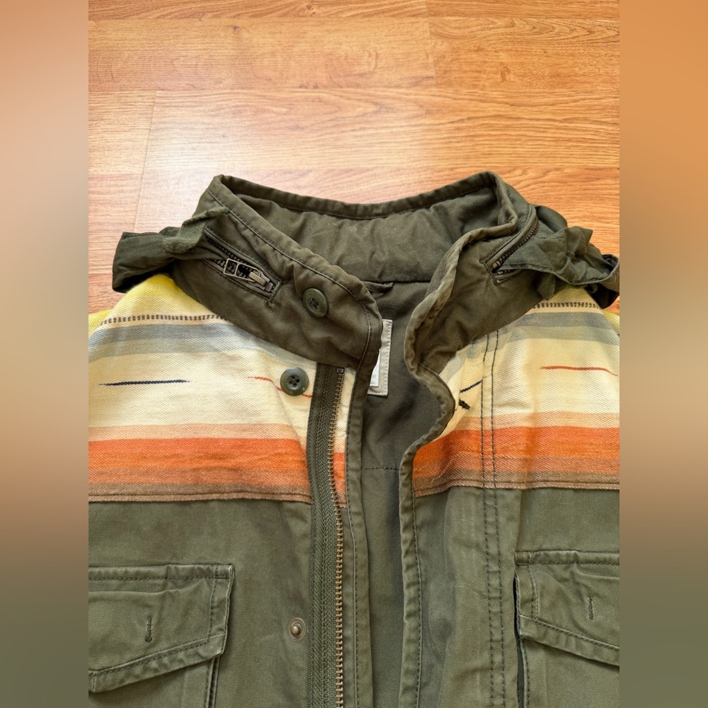 GAP Olive Utility Jacket with Multicolor Stripes Size M - Picture 3 of 10
